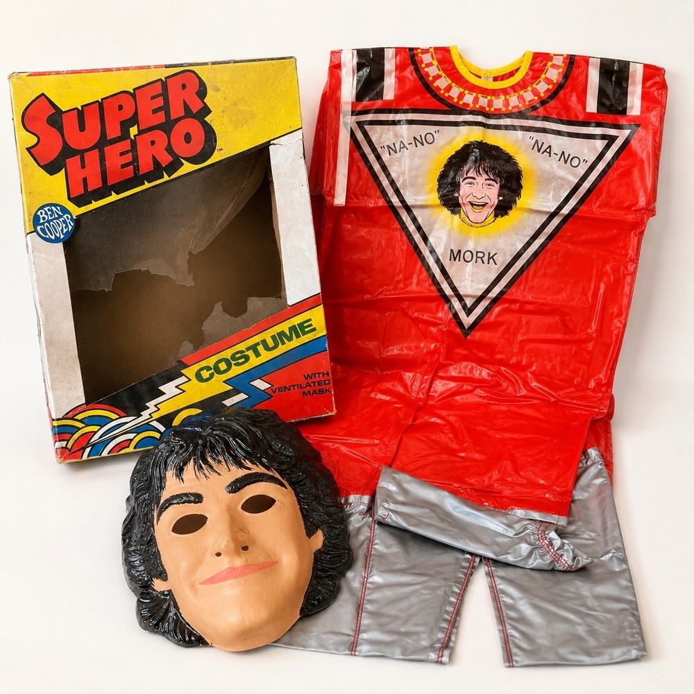 1978 Ben Cooper Mork & Mindy Mork Halloween Costume Mask Box Small 4-6 Vintage